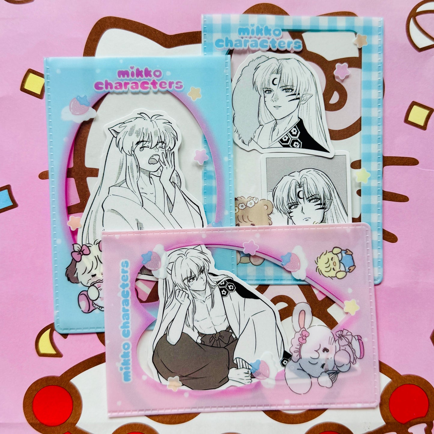 Inuyasha & Sesshoumaru Die Cut Sticker Set (4-Piece) – Black and White Manga Style