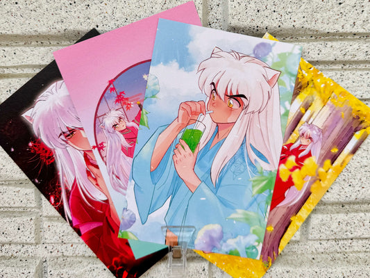 Inuyasha Fan Art Postcard Set Vol. 1–5 Complete Bundle (20 Designs) – Pearlescent & Premium Print Collection