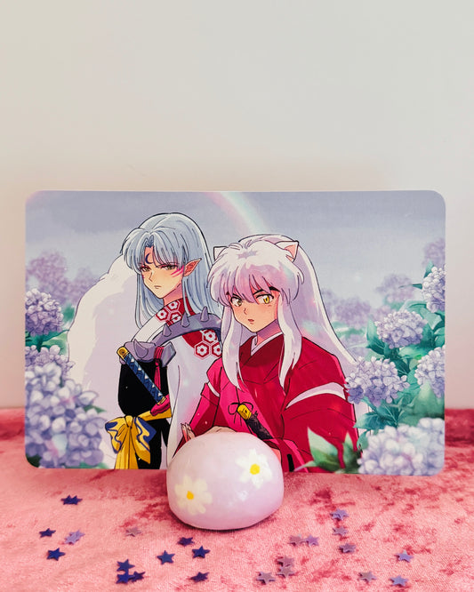 Inuyasha Fan Art Postcard Set (4-Piece) Special Edition– Pearlescent Finish, Anime Collectible Cards