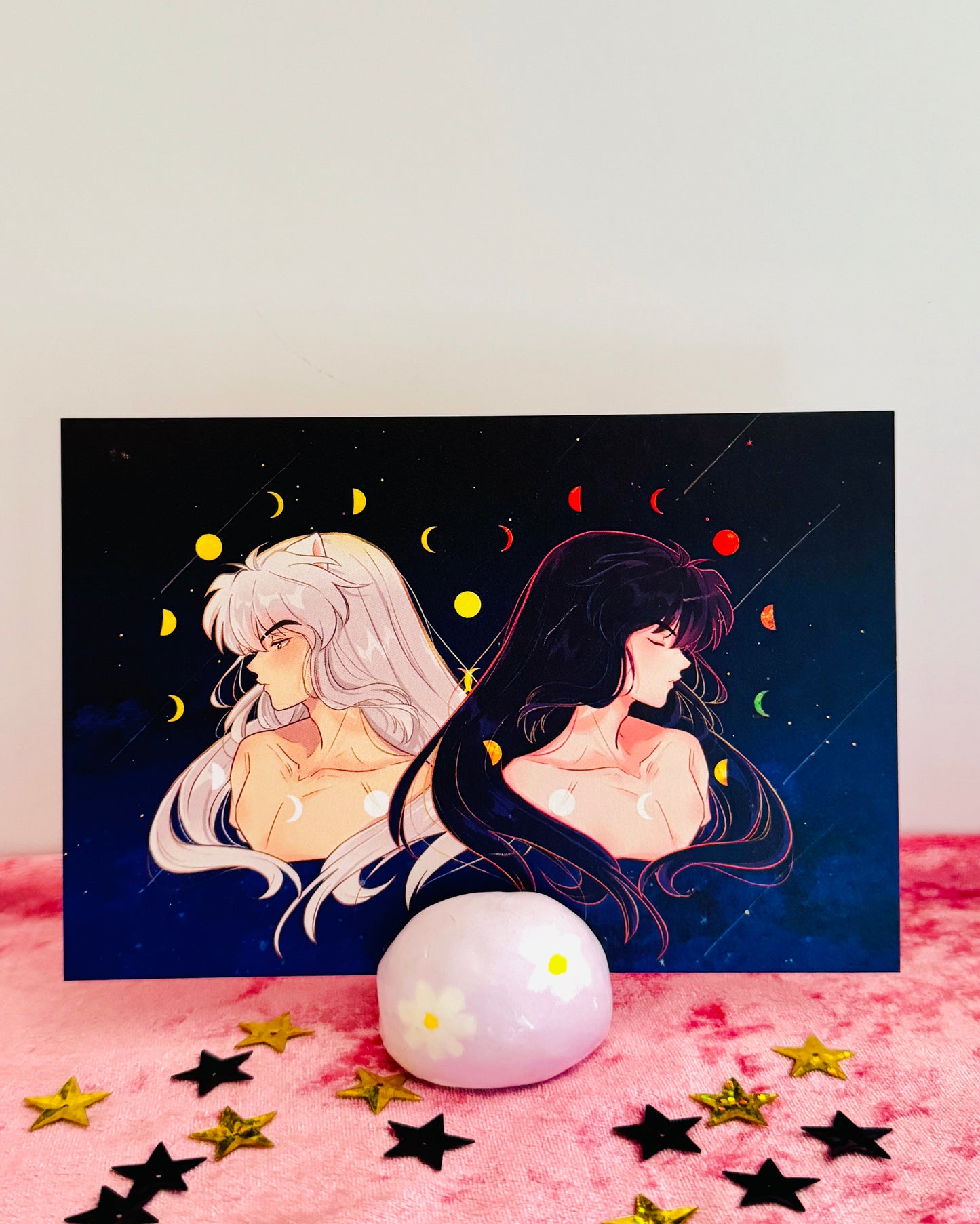 Starry Moonlit Night Bundle – Inuyasha & Human Inuyasha Acrylic Keychains + Special Edition Postcard Set (Limited to 5)