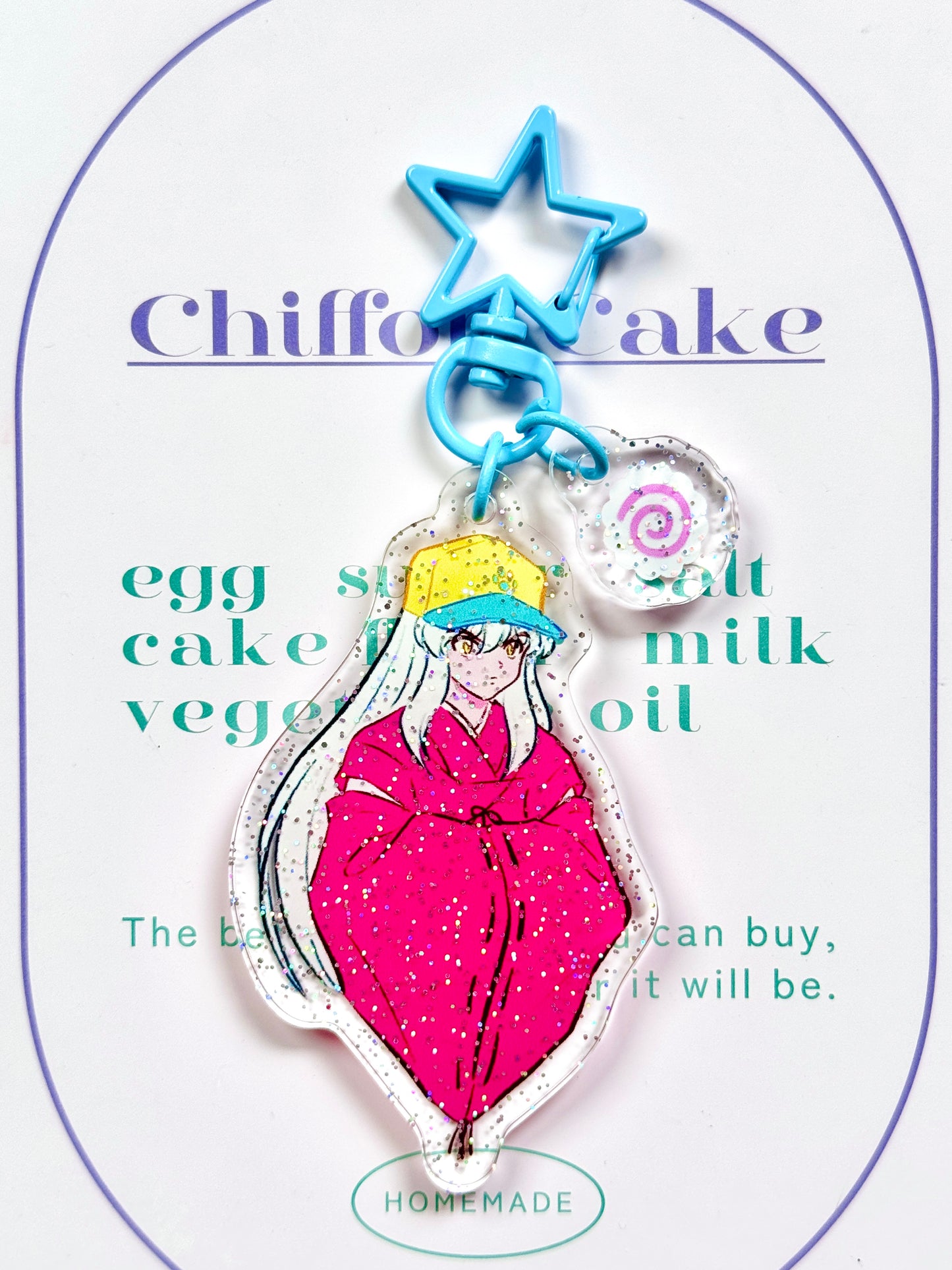 Inuyasha Acrylic Keychain & Sticker Set – 7cm Glitter Fanart Charm with Matching Die-Cut Sticker