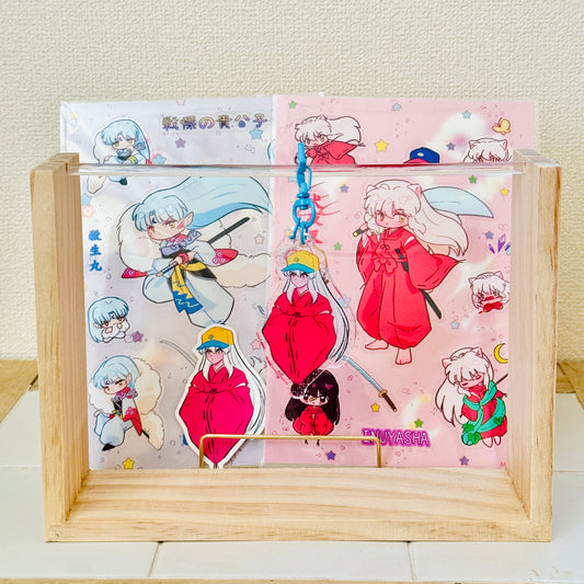 DROP CANDY Bundle – Acrylic Keychain Set + Chibi Inuyasha & Sesshoumaru Sticker Sheets (3-Piece Anime Gift Set)