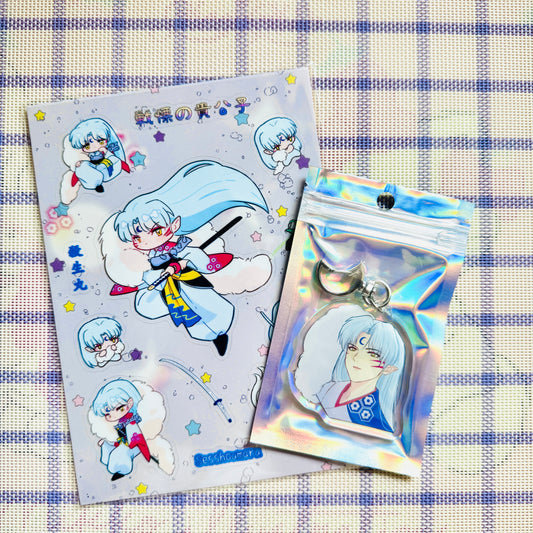 Sesshoumaru Addict Bundle – Acrylic Keychain + Sticker Sheet Set