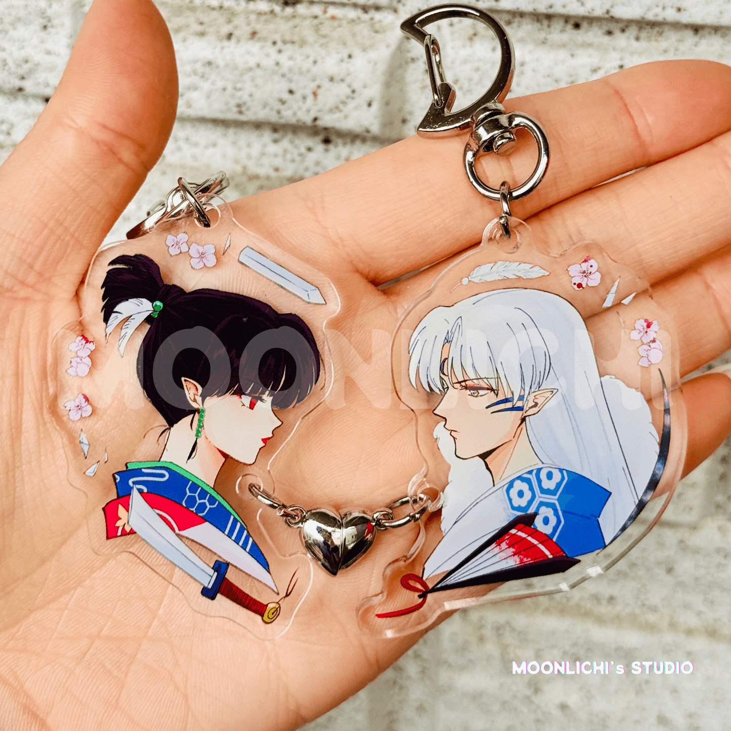 SessKagu Acrylic Keychain Pair – Heart-Shaped Magnet Connection